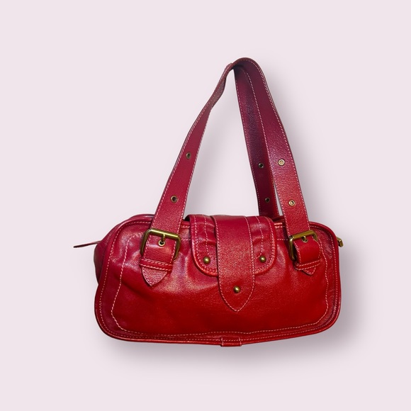 Vtg Marc by Marc Jacobs Leather Ruby Red Satchel - Handbag Retail $358 - Picture 5 of 7